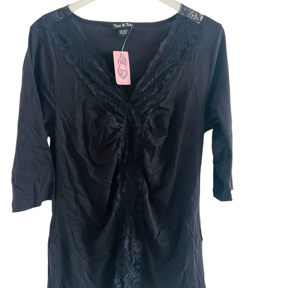 Torrid Black Lace 3/4 Sleeve Top